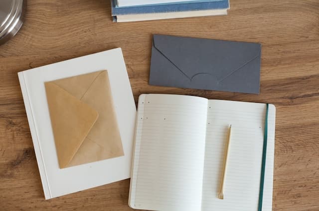 Open empty journal on desk